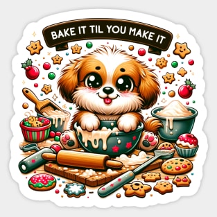 Bake It Til You Make It Christmas Dog Baking Sticker